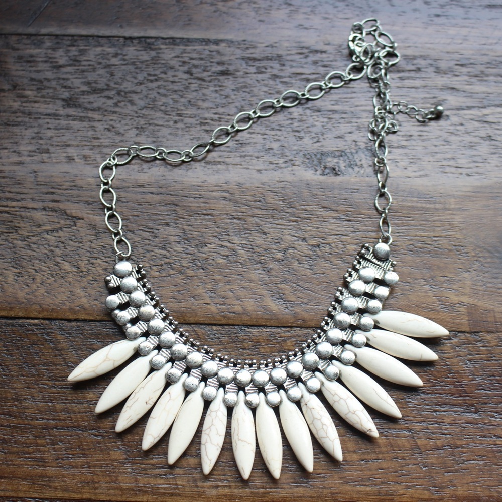 Silver and stone necklace